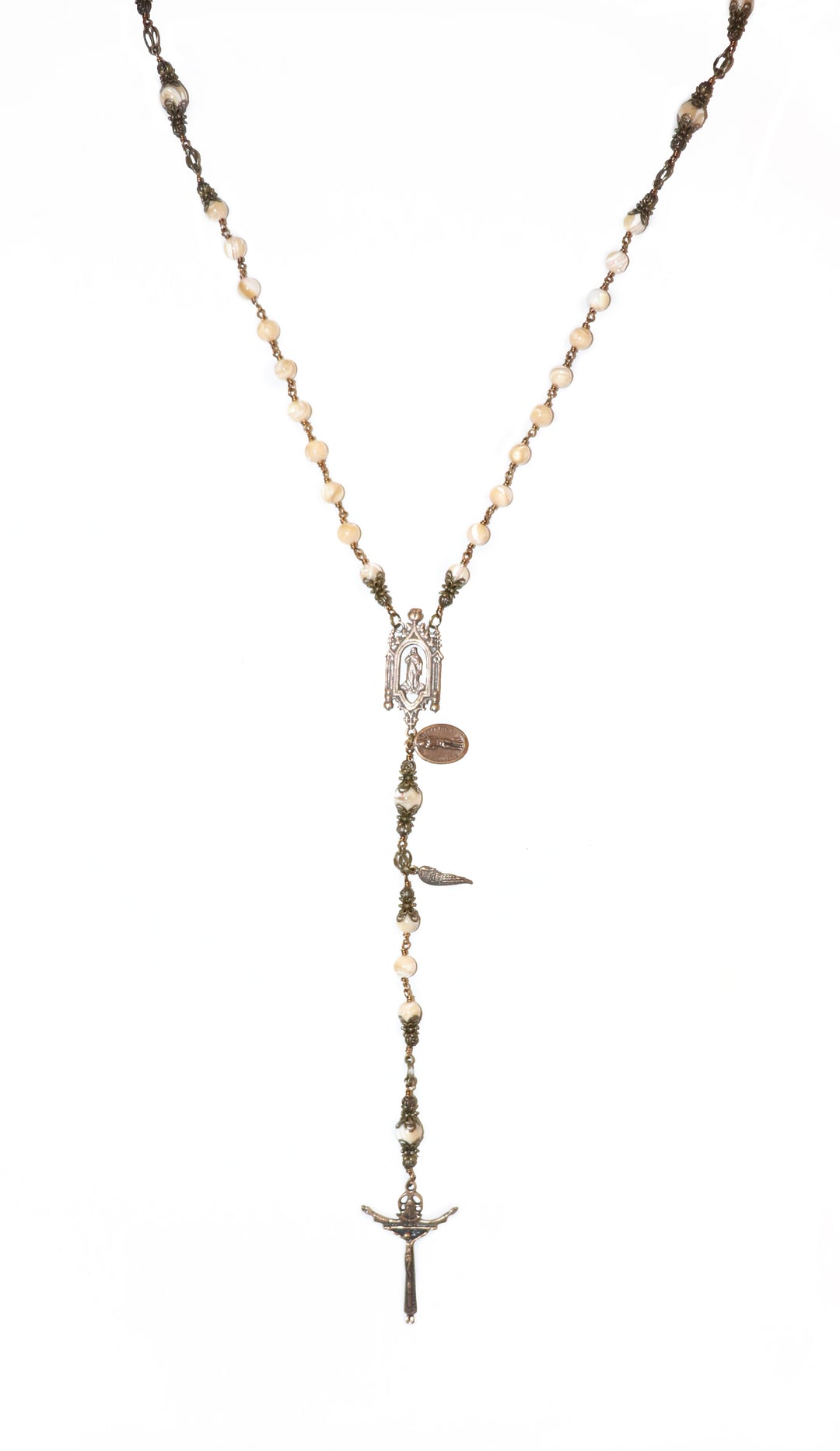 Beige Mother of Pearl Heirloom Rosary