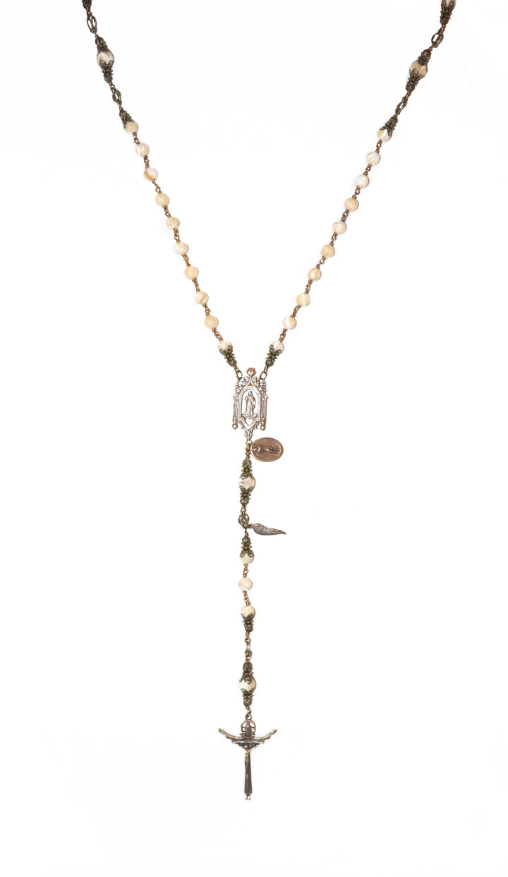 Beige Mother of Pearl Heirloom Rosary