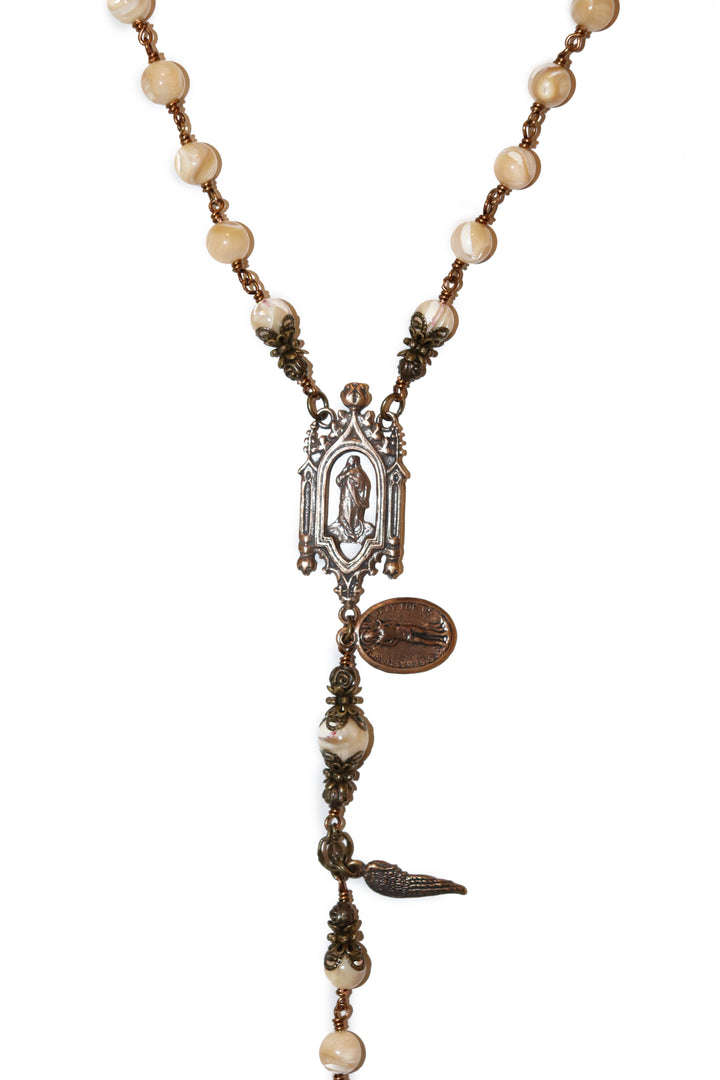 Beige Mother of Pearl Heirloom Rosary