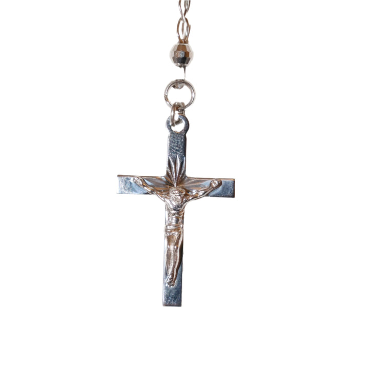 Sterling Silver & Black Enamel 4MM Our Lady of Guadalupe Rosary Necklace