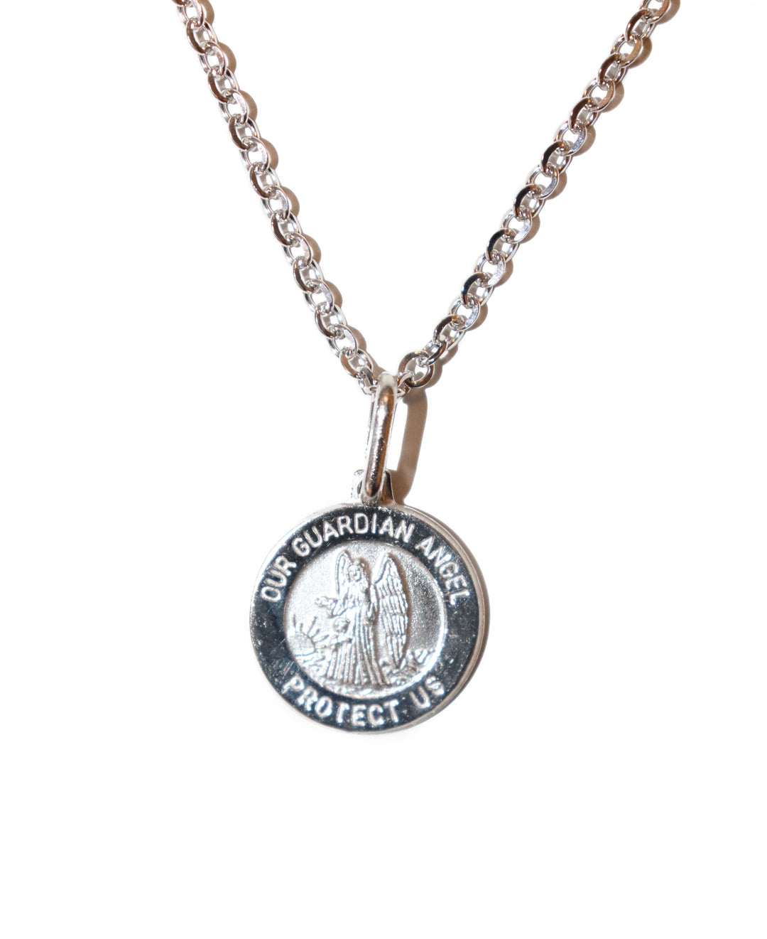Sterling Silver Guardian Angel Medal on 18" Chain