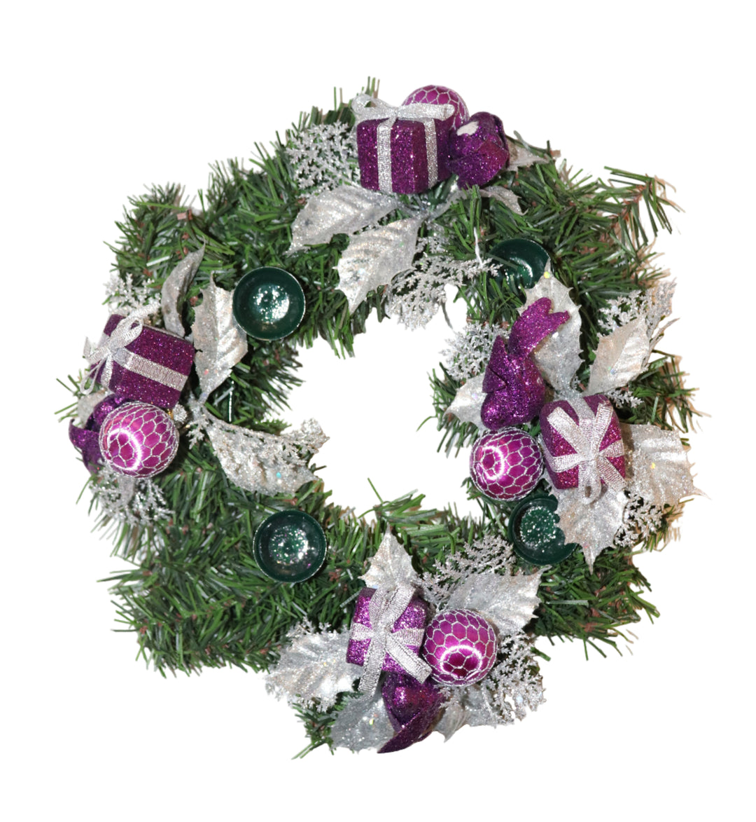 12" Decorated Evergreen Advent Wreath