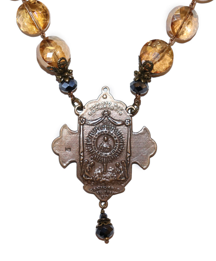 St. Michael Apricot Crystal Arch Necklace