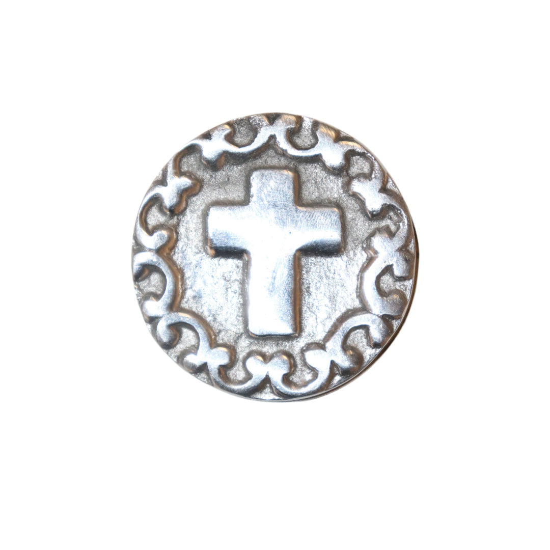 Round Pewter Box with Cross