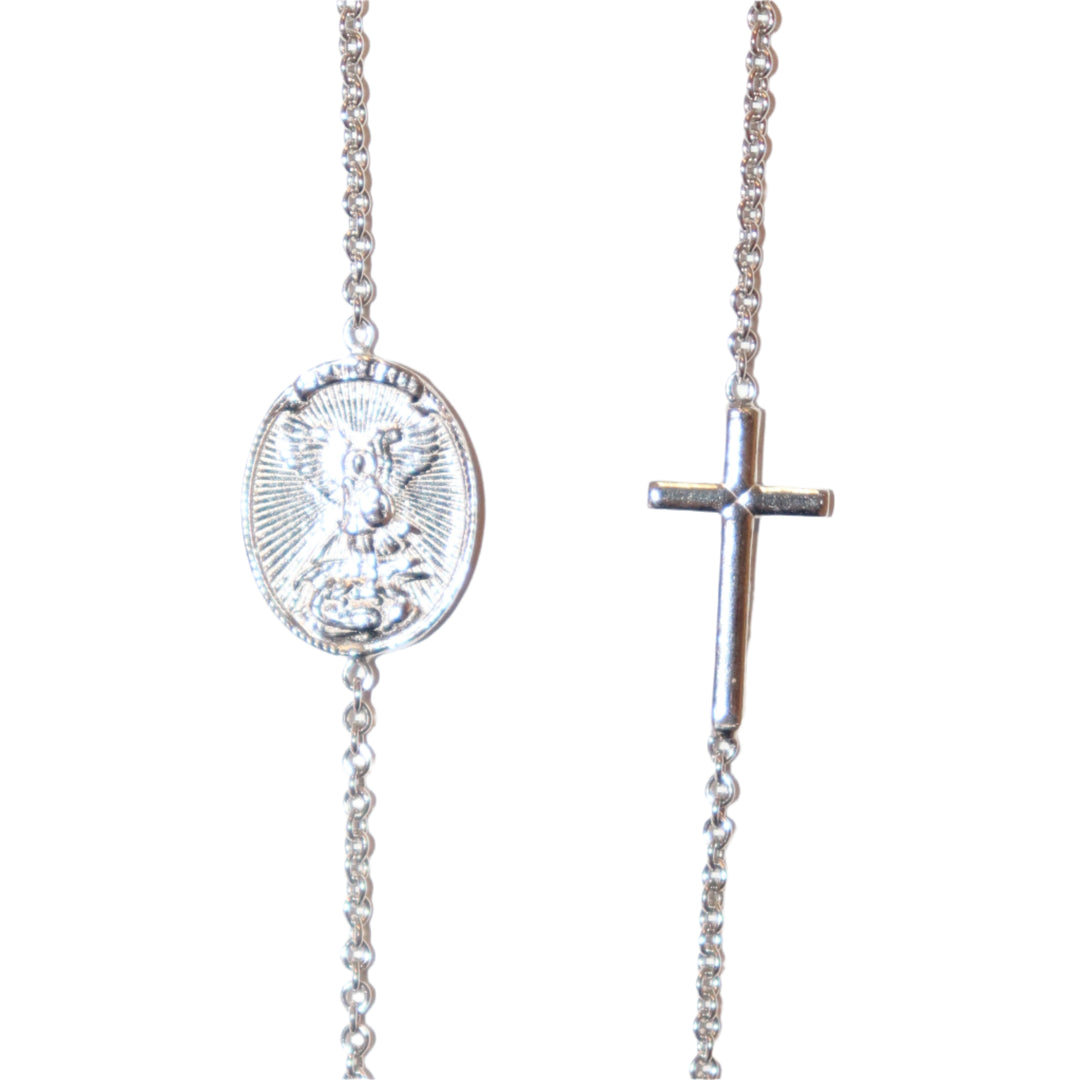 Sterling Silver 3MM St. Michael 3 Decade Necklace