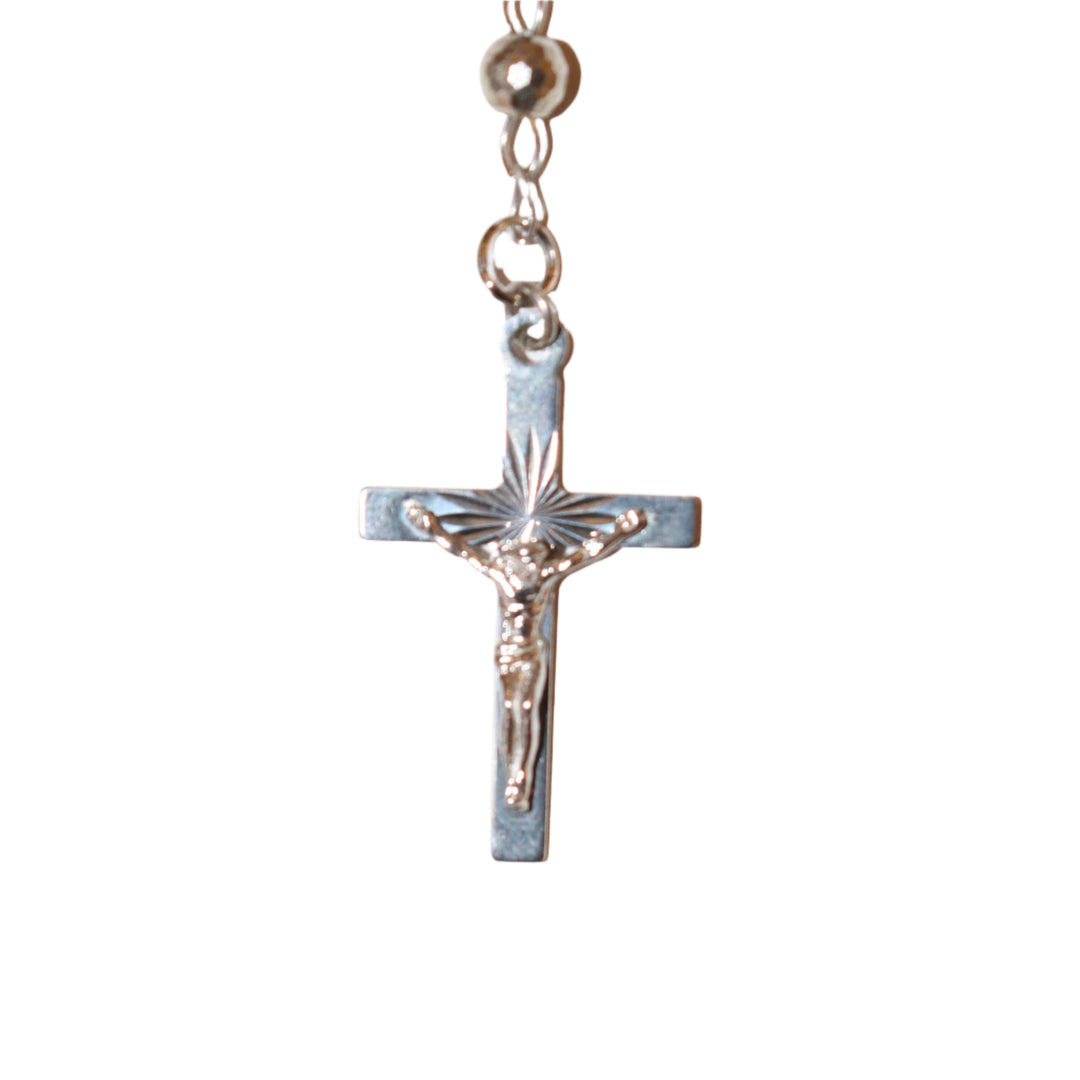 Sterling Silver & Black Enamel 5MM Our Lady of Guadalupe Rosary Necklace
