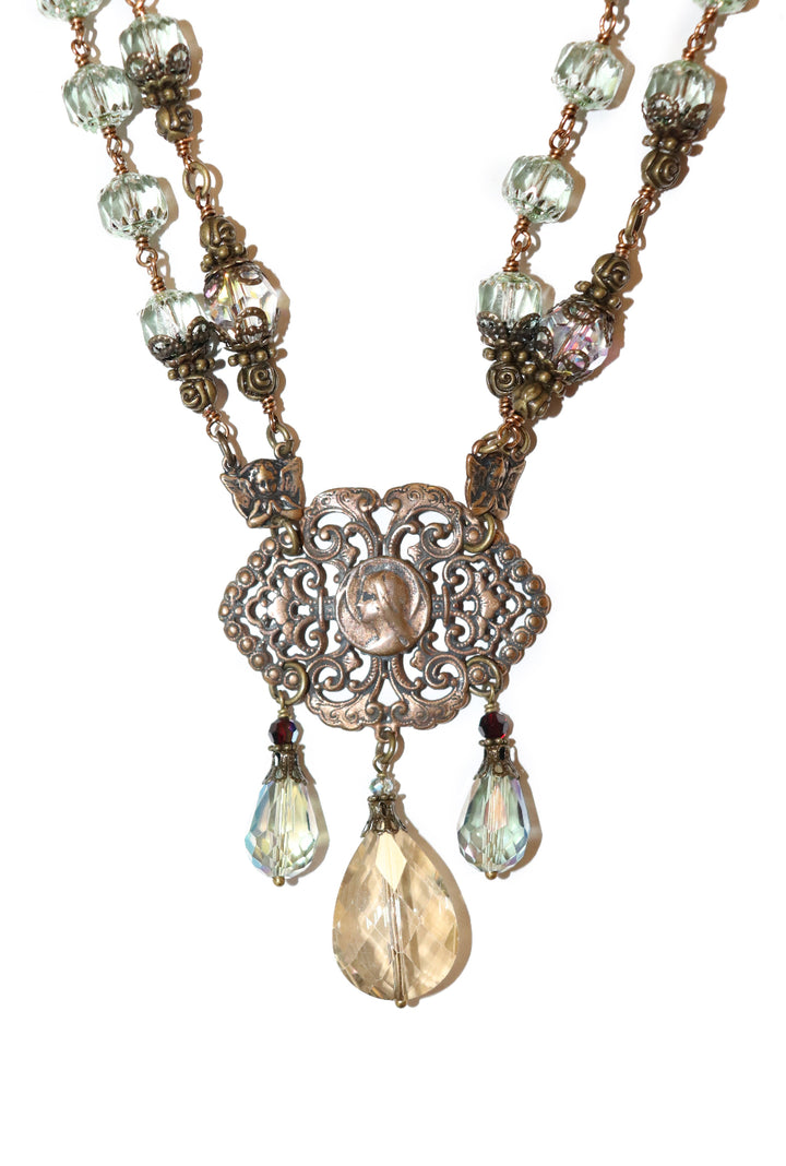 Mint Czech Glass Double Strand Necklace