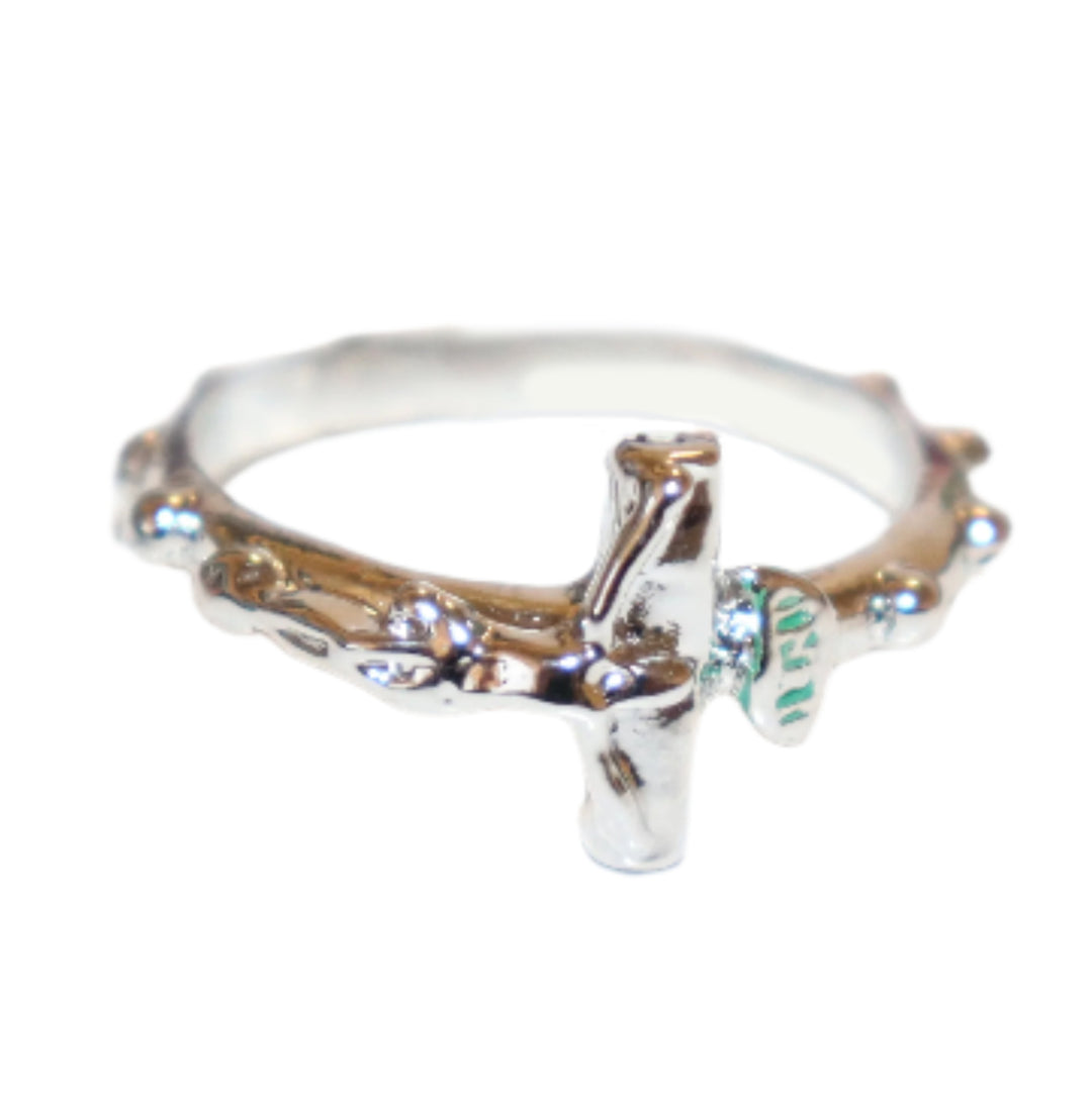 Silver Crucifix Rosary Ring