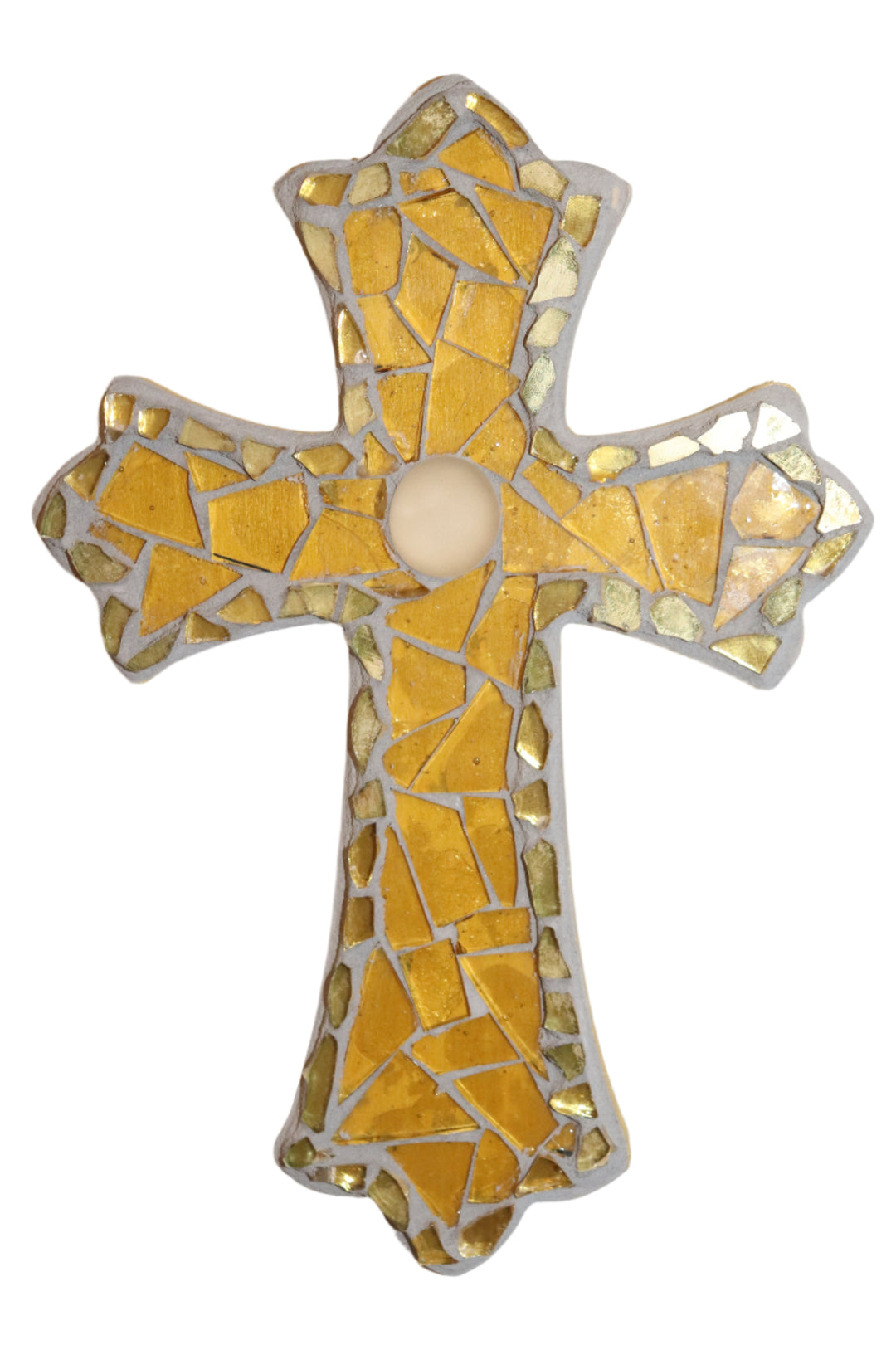 8" Ornate Mosaic Glass Cross