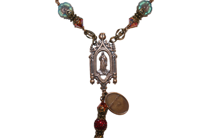 One Decade Heirloom Rosary of Divine Grace - Glass Roses, Pearls, and Crystals
