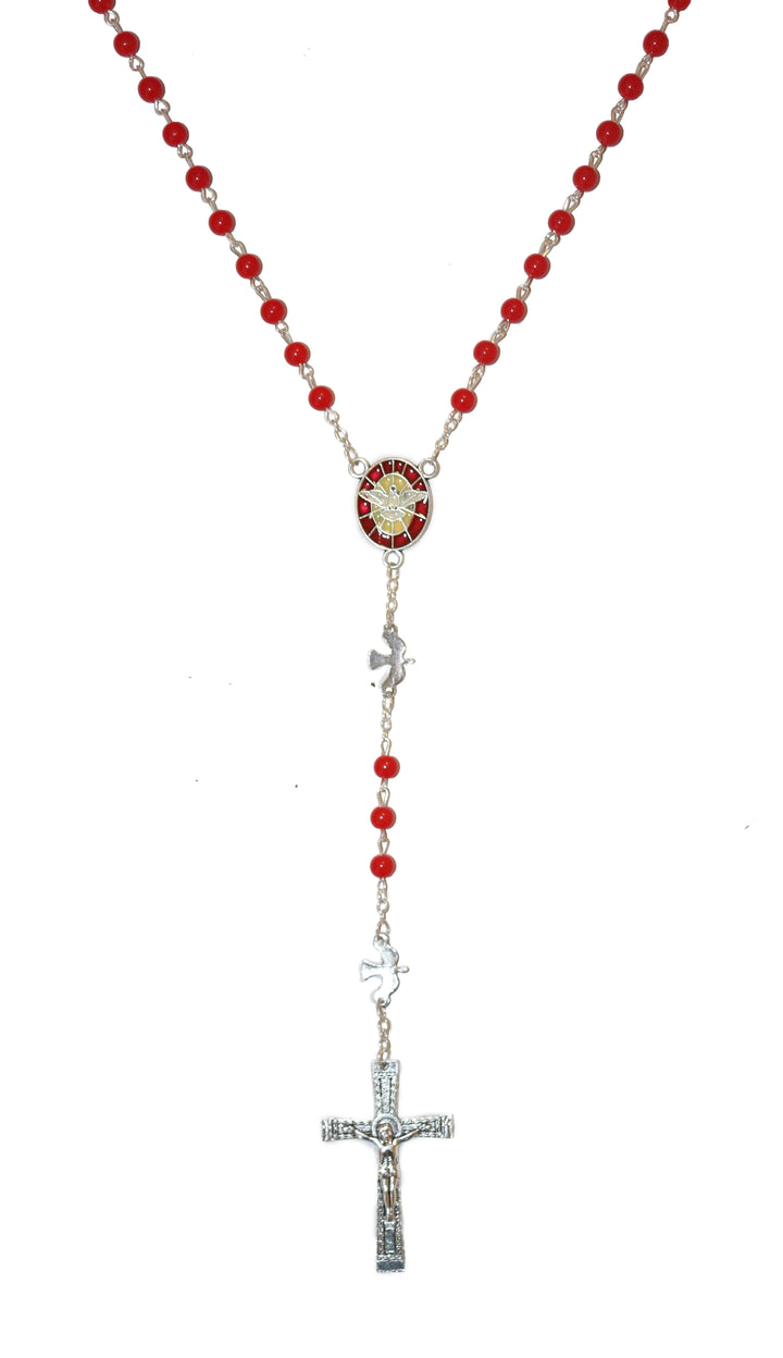 Confirmation Keepsake Box with Red Glass Rosary