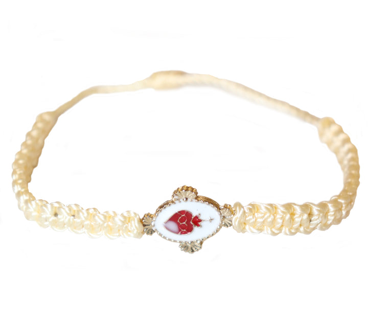 Adjustable Corded Sacred Heart Bracelet
