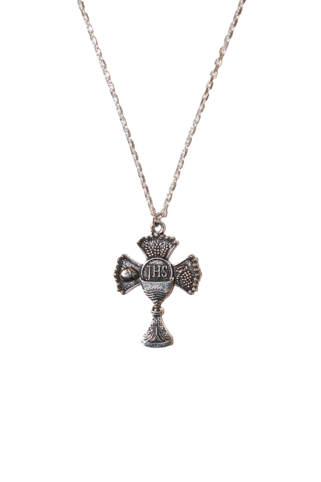 First Communion Silver Chalice Cross Necklace