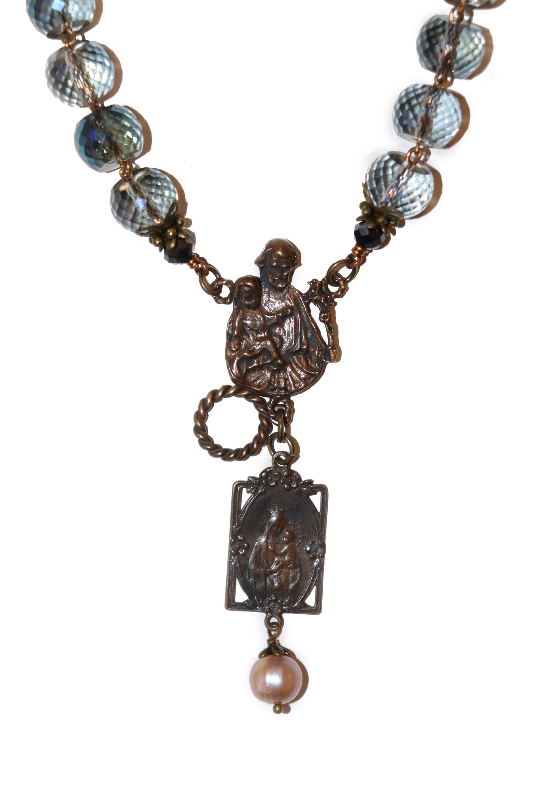 Blue Crystal Double Strand Bracelet of St. Joseph