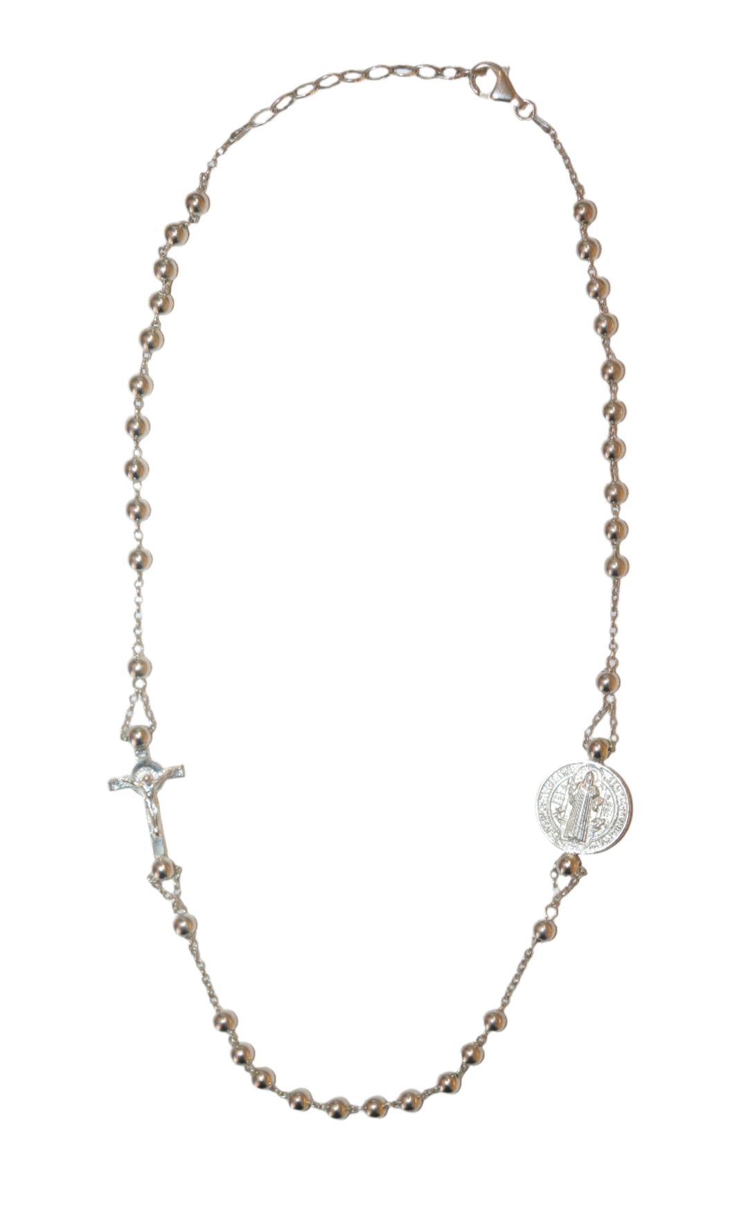 Sterling Silver 5MM St. Benedict Rosary Necklace