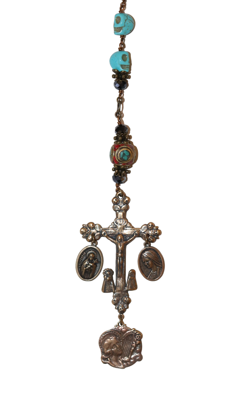 Turquoise Howlite Skull Heirloom Rosary