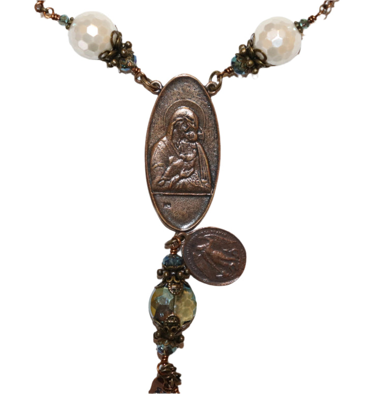 One Decade Heirloom Rosary of Divine Grace - Pearls and Crystals