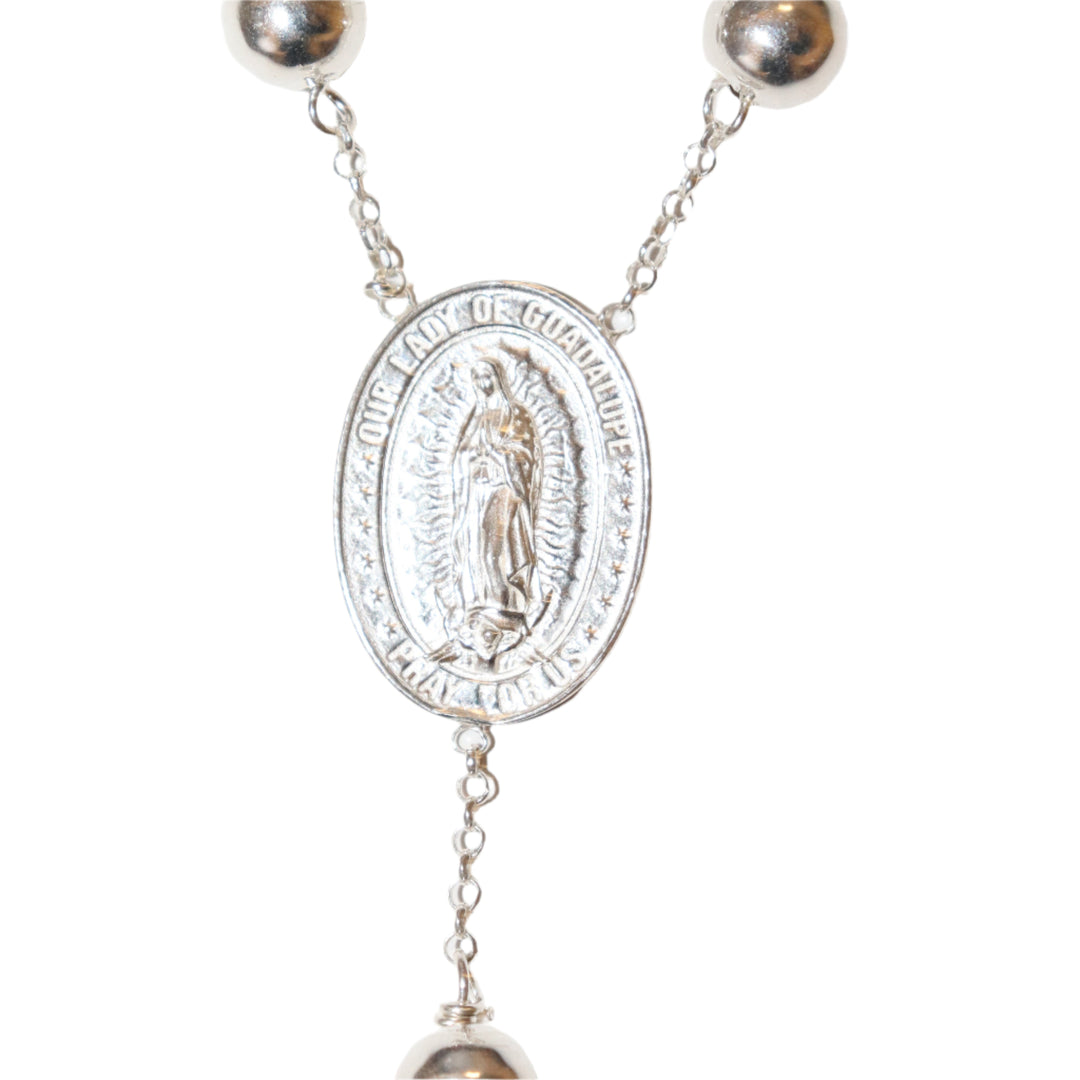 8MM Sterling Silver Our Lady of Guadalupe Rosary