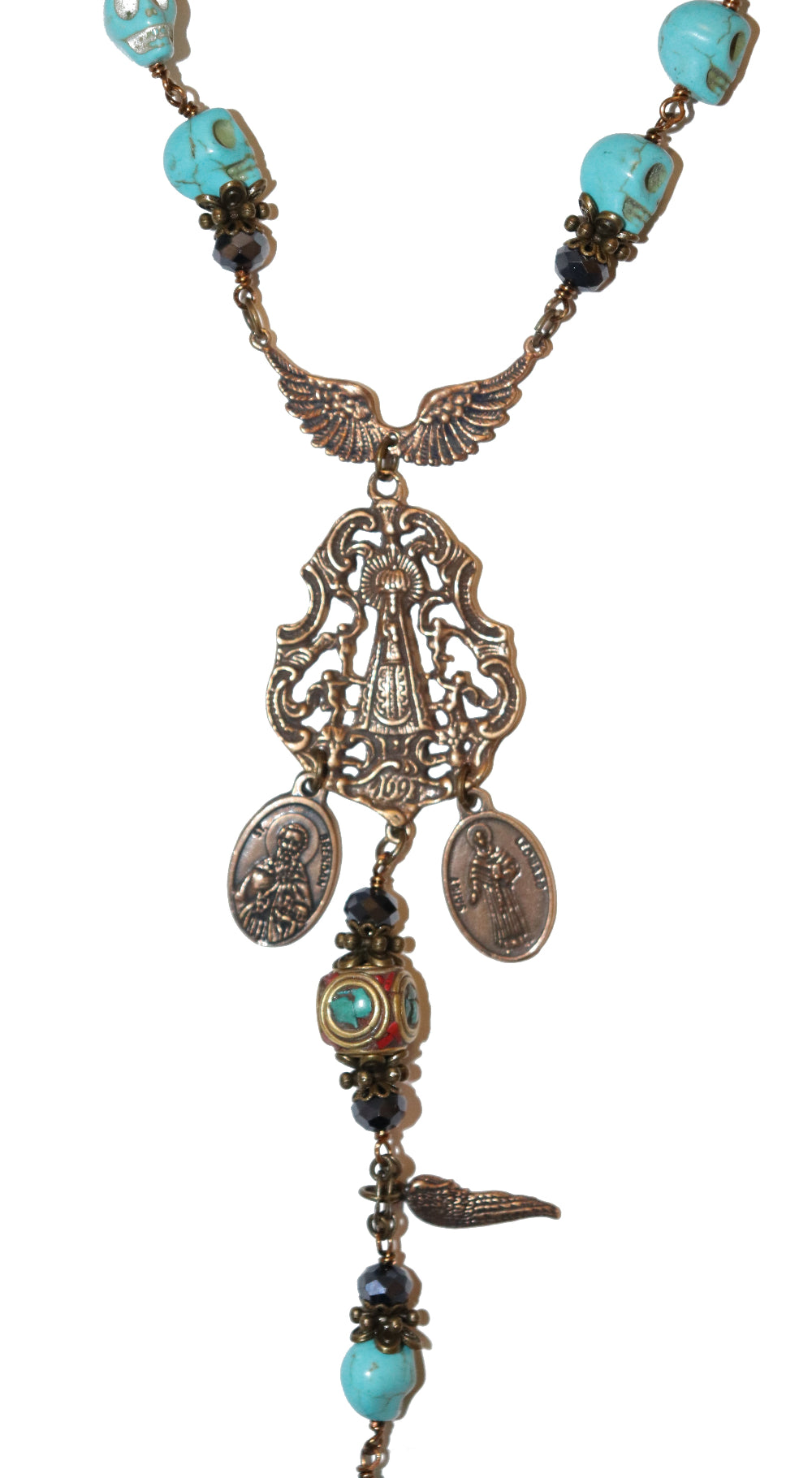 Turquoise Howlite Skull Heirloom Rosary