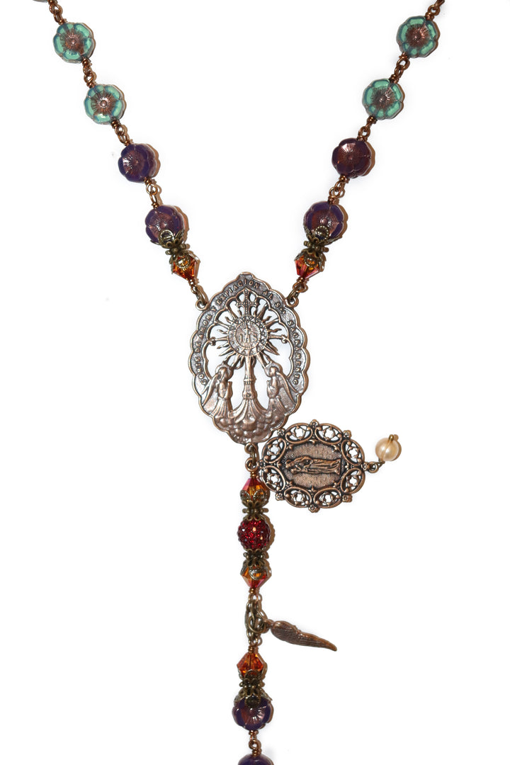 Blue Roses Czech Glass Heirloom Rosary