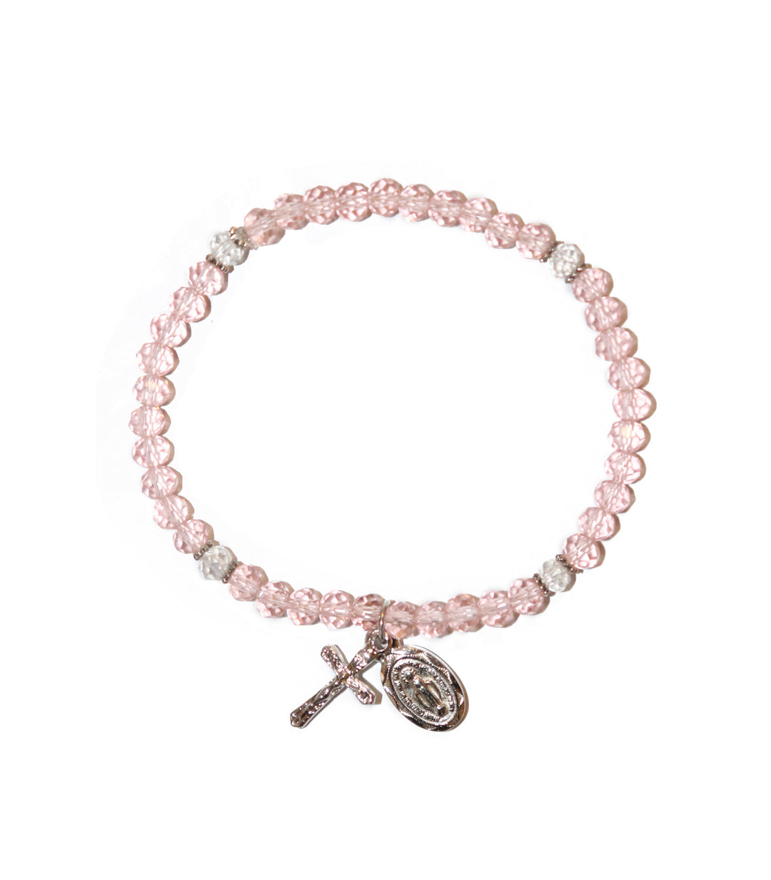 First Communion Pink and Clear Glass Bracelet