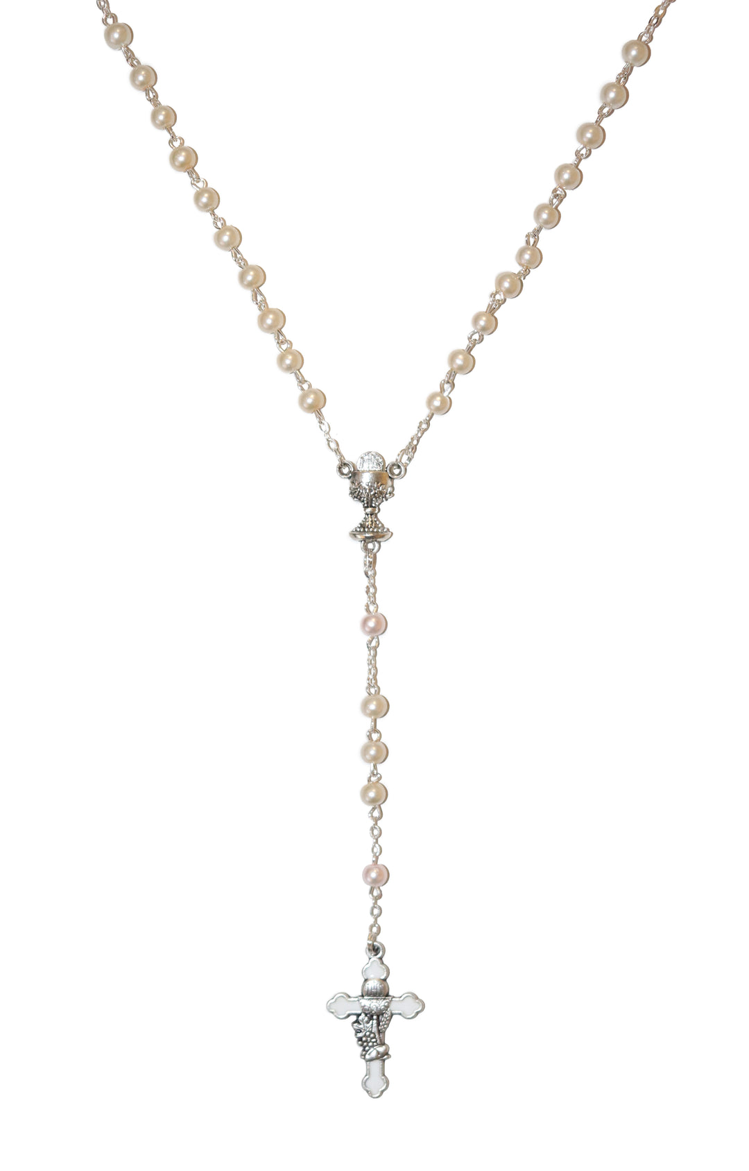 White & Pink Pearl First Communion Rosary