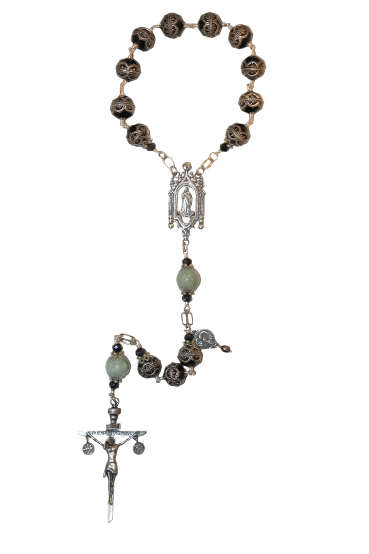 Sterling Silver Enamel Beads One Decade Rosary