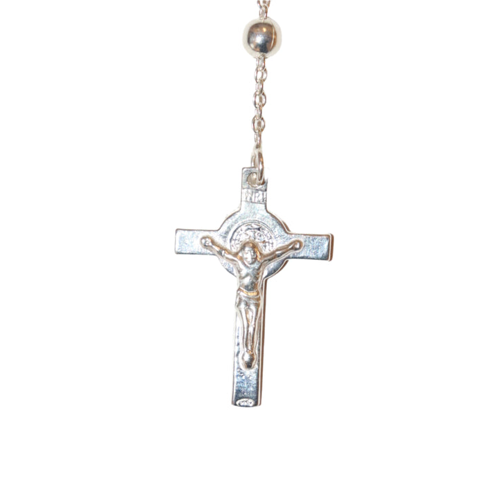 Sterling Silver 4MM St. Michael Rosary Necklace