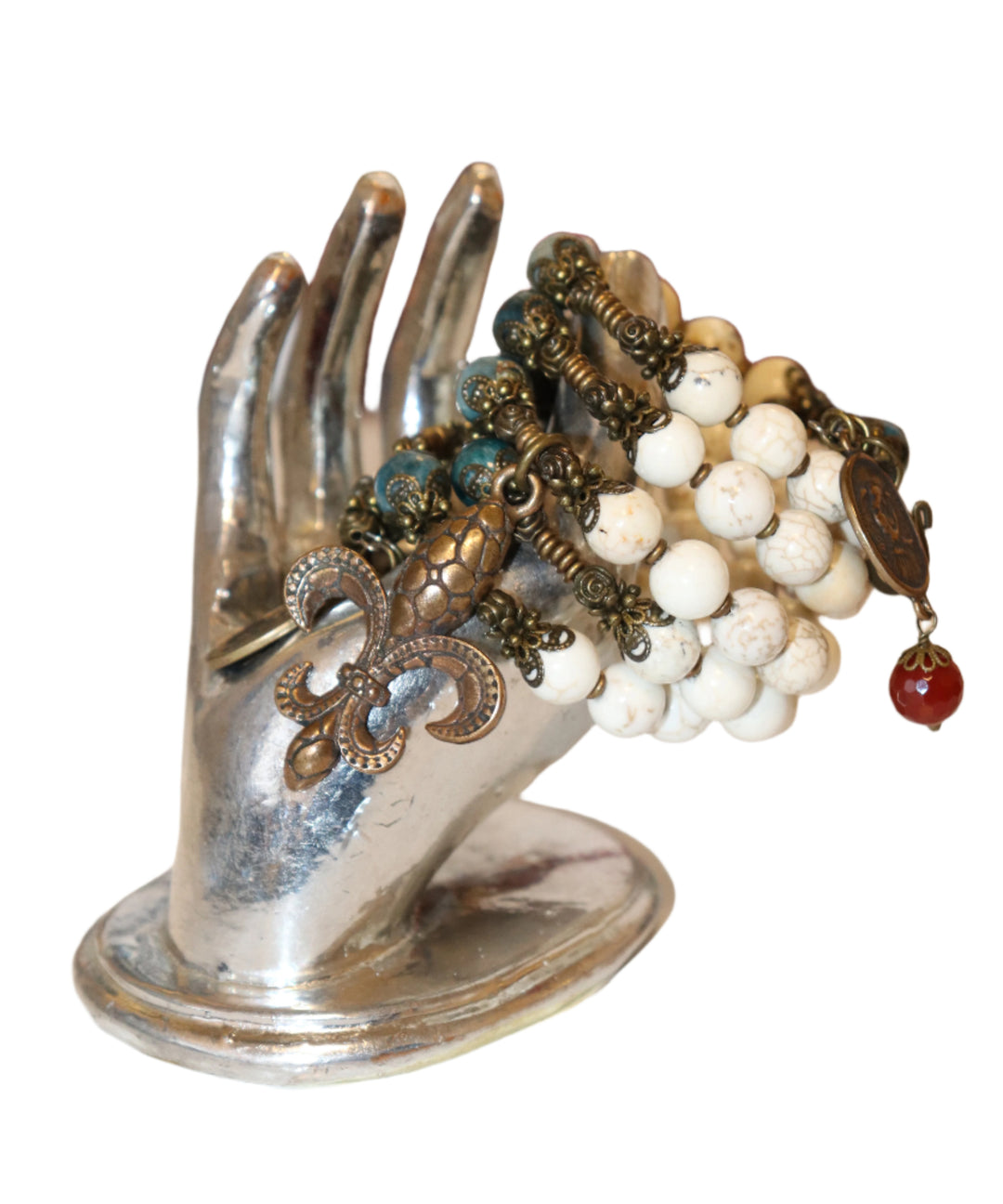 Wrap Bracelet of Divine Prayer - Howlite, Carnelia, and Apatite Stones