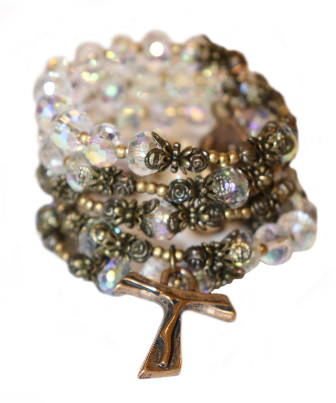 Wrap Bracelet of Divine Prayers - Clear Crystals