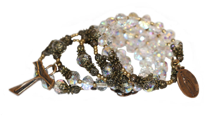 Wrap Bracelet of Divine Prayers - Clear Crystals