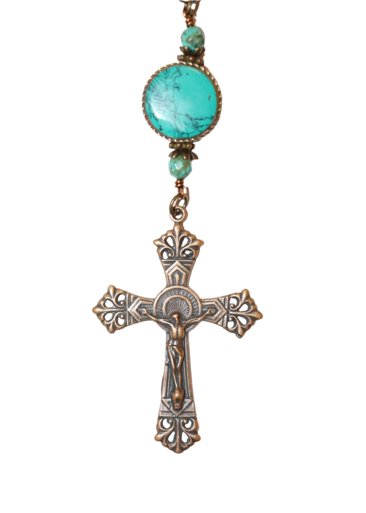 One Decade Heirloom Rosary of Divine Grace - Howlite Skulls