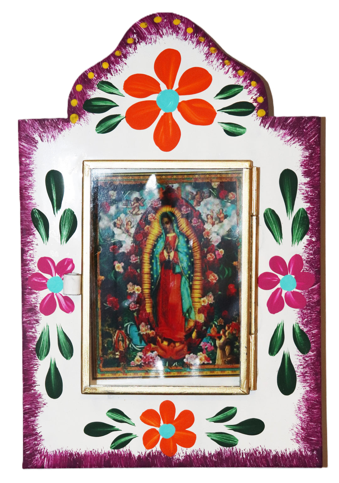 Our Lady of Guadalupe Tin Flower Nicho