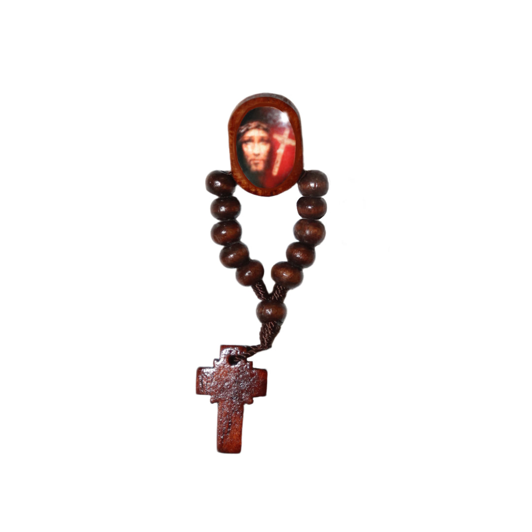 Wood Saint Decade Rosary Pin