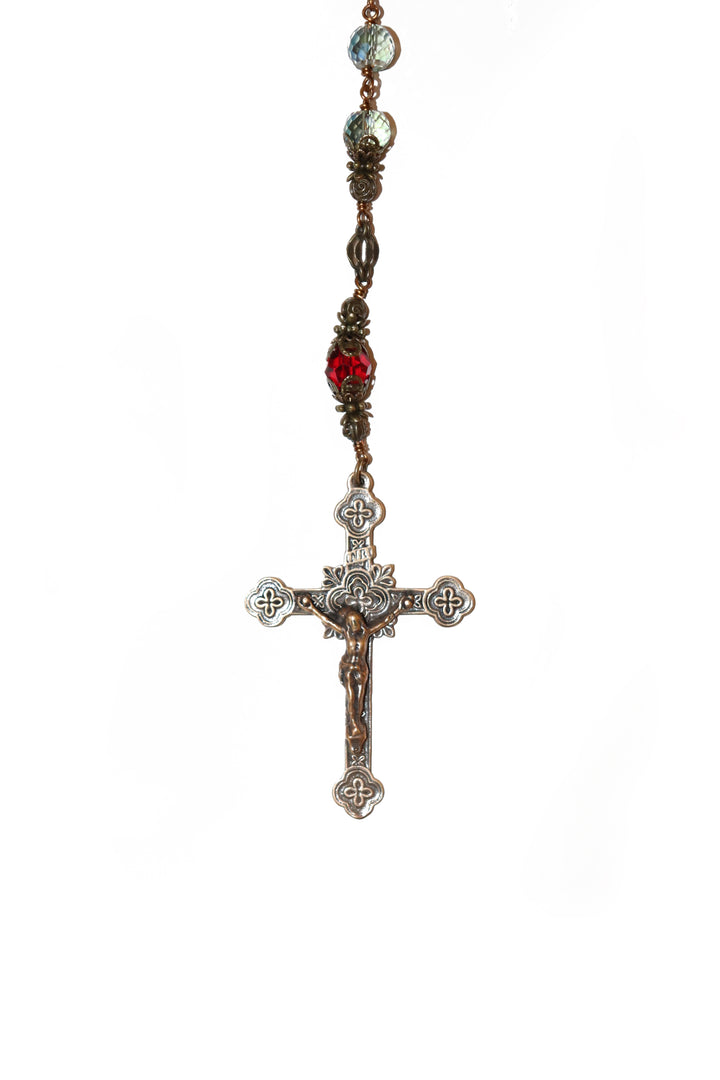 Aqua Crystal Handmade Heirloom Rosary