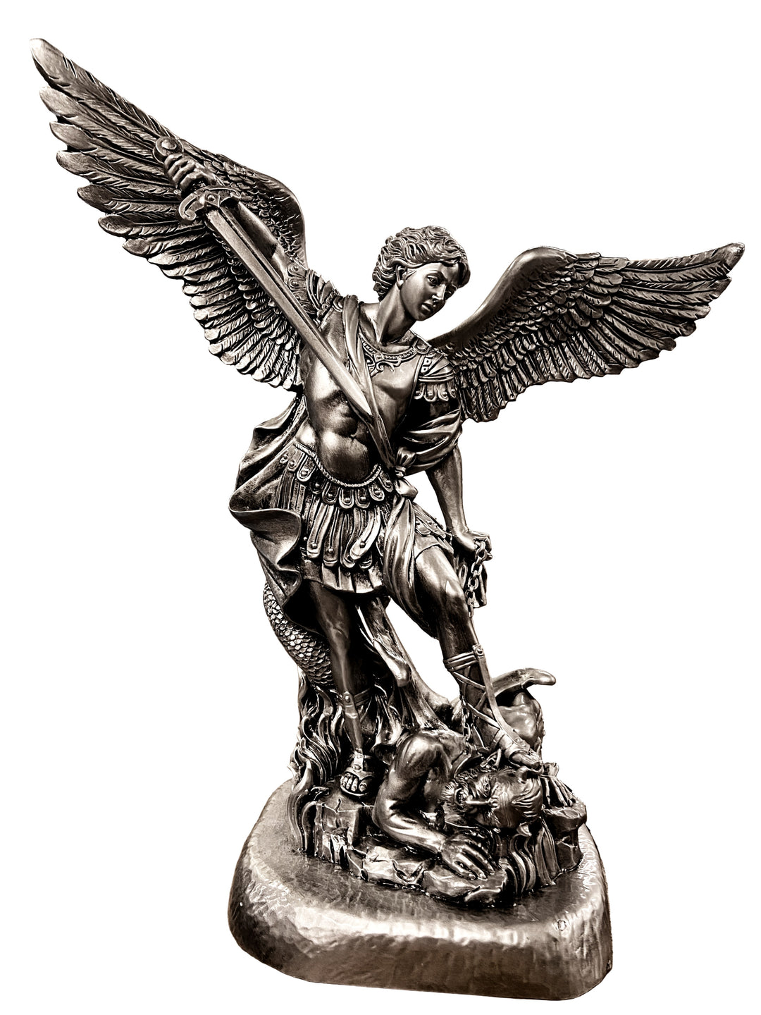 17" Silver Archangel Michael Statue