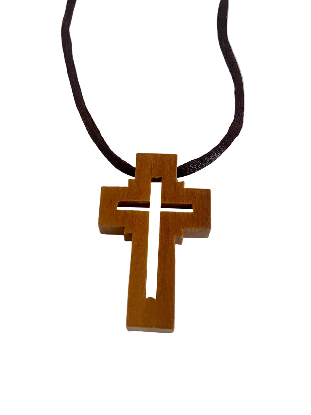 18" Wood Cut Out Cross Necklace