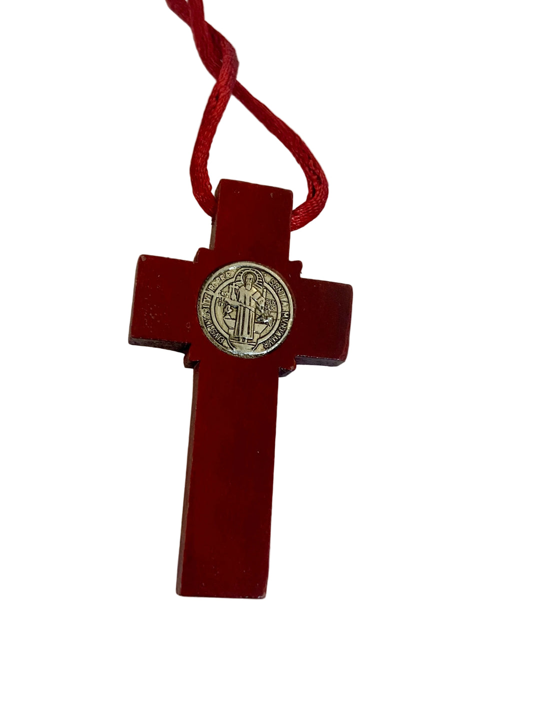 18" St. Benedict Wood Cross Necklace