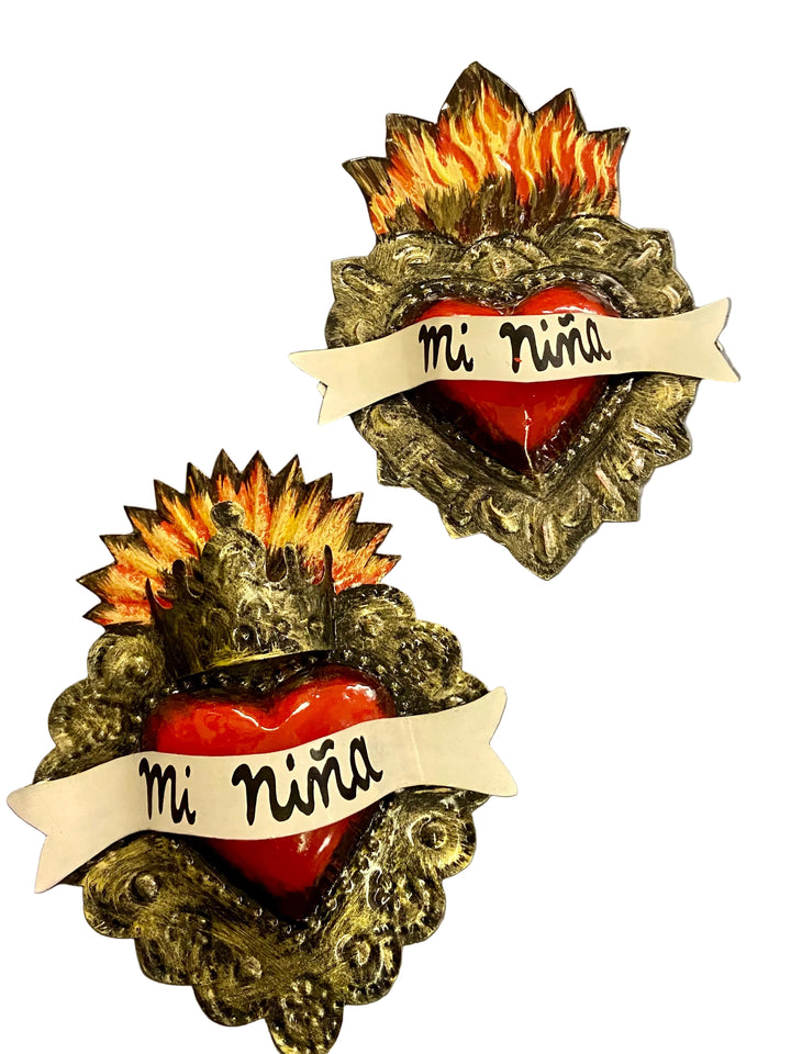 9" Tin Sentiment Sacred Heart Spanish Plaque