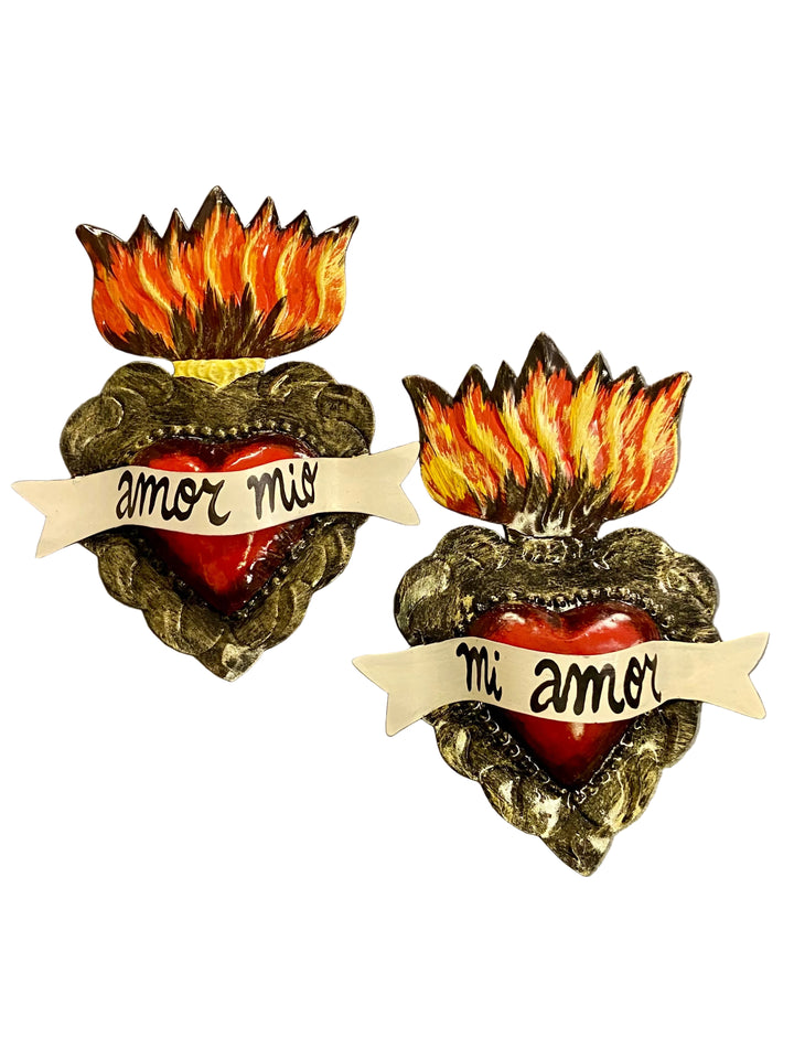 9" Tin Sentiment Sacred Heart Spanish Plaque