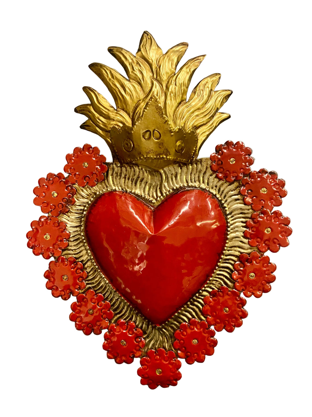 13.5 Sacred Heart with Flowers Tin Plaque