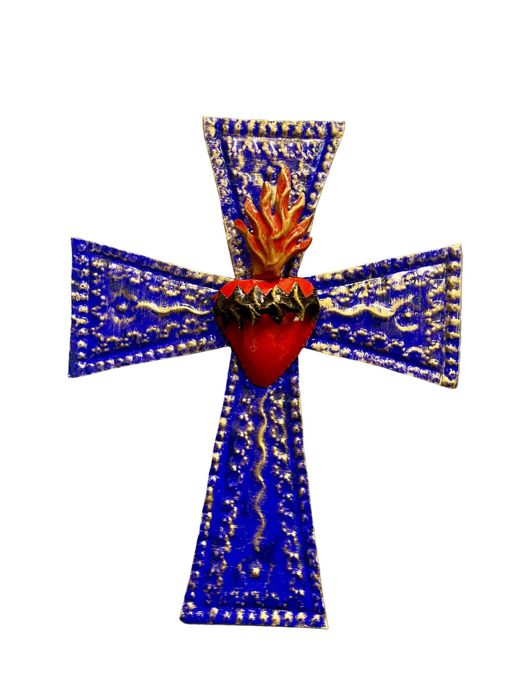 10.5" Tin Sacred Heart Cross