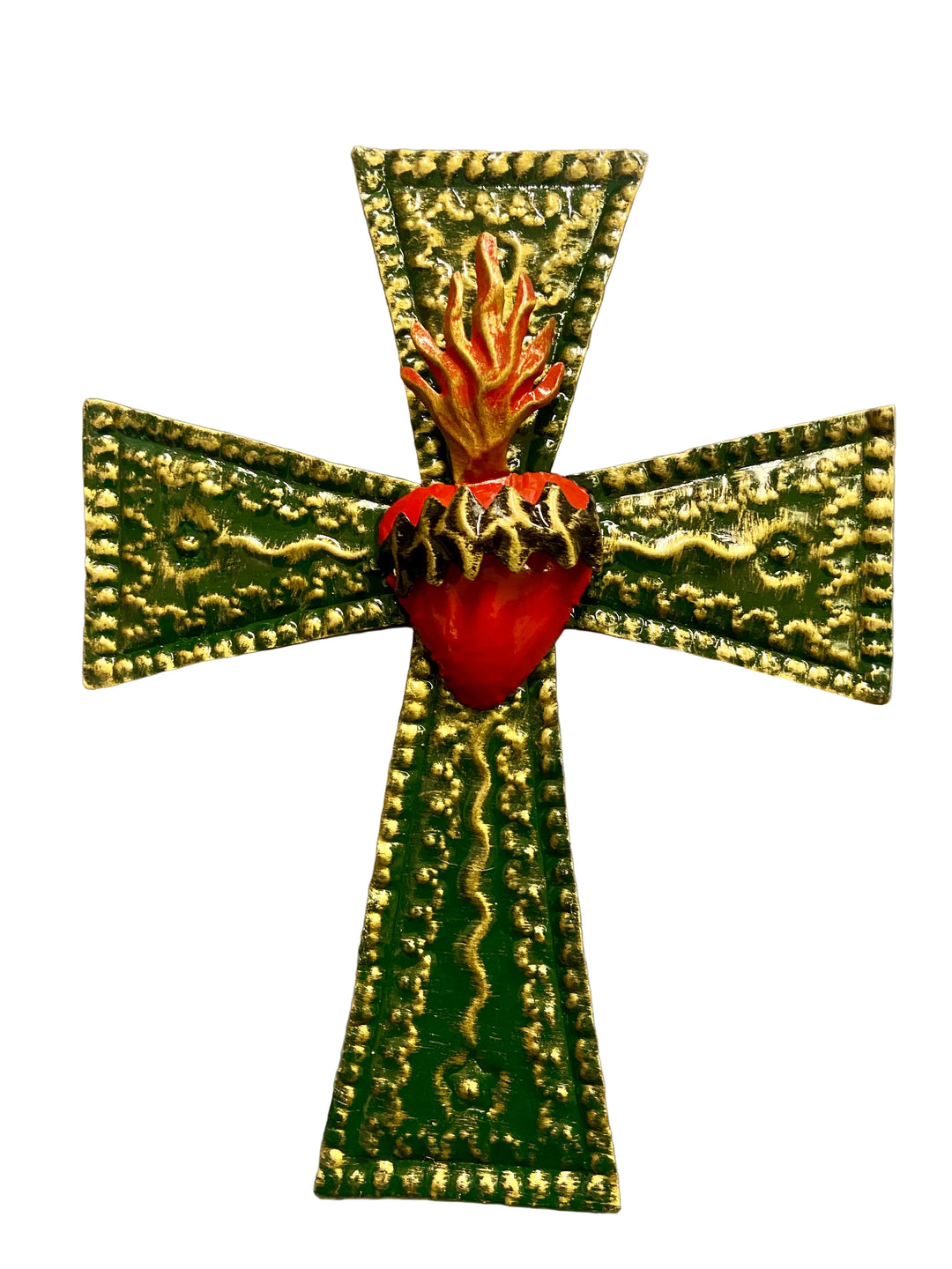 10.5" Tin Sacred Heart Cross