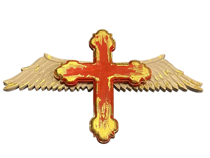 12" Wooden Cross with Wings