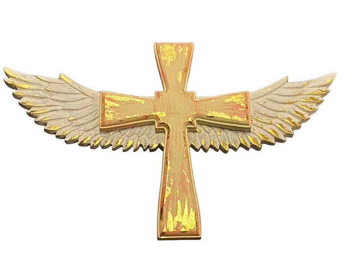 12" Wooden Cross with Wings