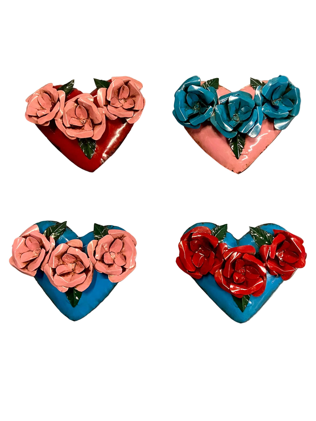 5" Floral Heart Tin Plaque
