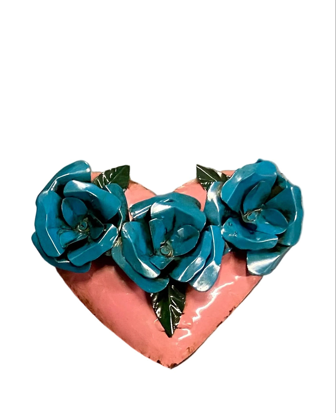 5" Floral Heart Tin Plaque