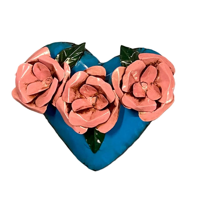 5" Floral Heart Tin Plaque