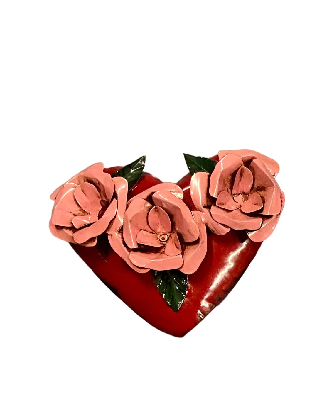 5" Floral Heart Tin Plaque