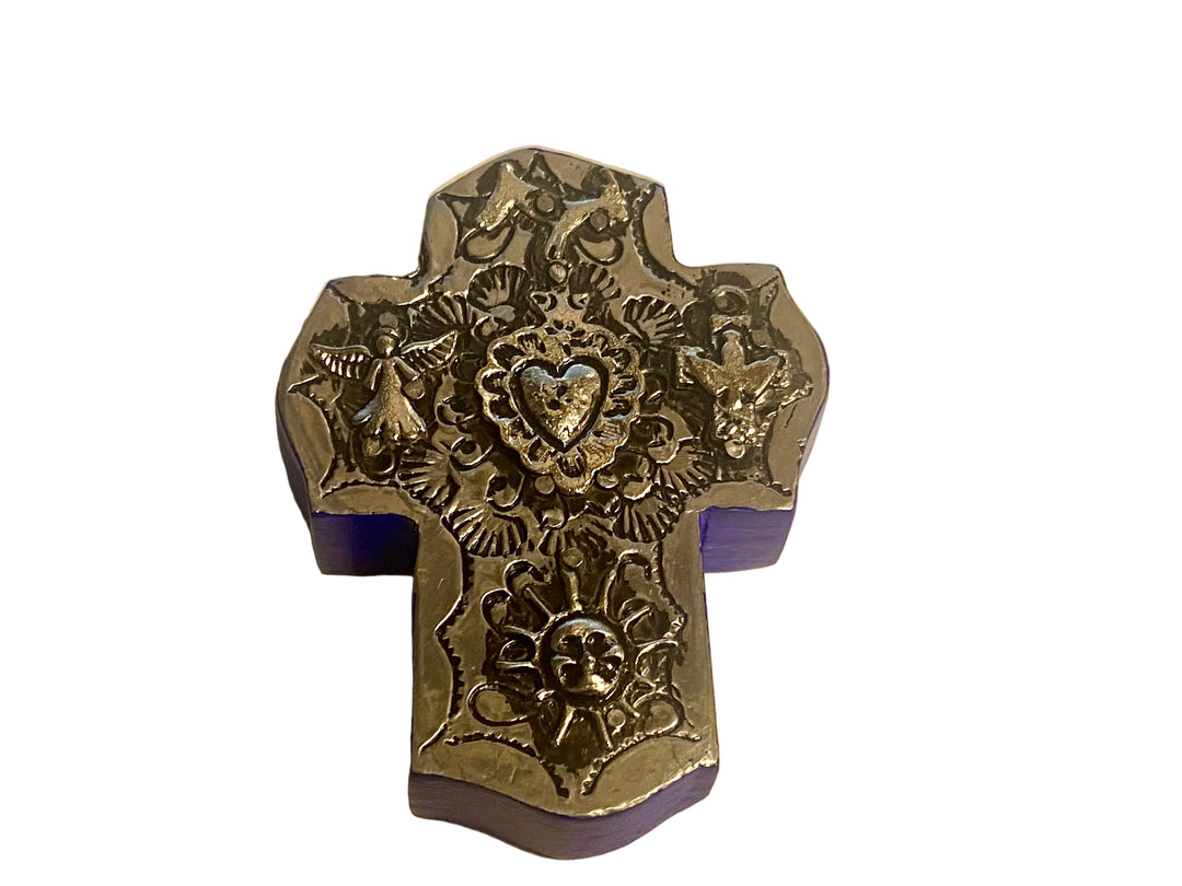 4" Metal Front Miniature Milagros Cross